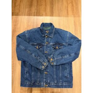 Smith's Workwear Denim Jacket Mens Size M Blue Fleece Lined Trucker Coat